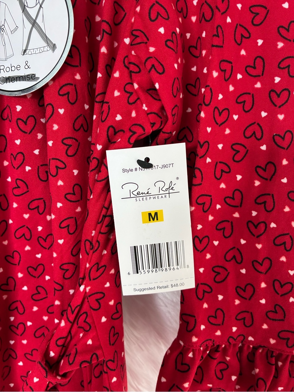 Rene Rofe Red Heart-Print Tie-Waist Robe - Picture 4 of 5
